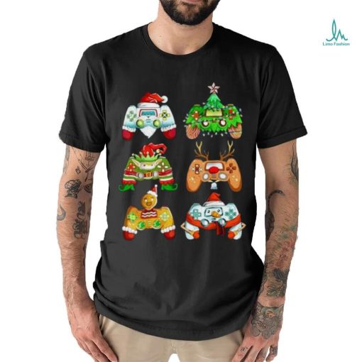 Christmas Santa Elf Gaming Controllers Snowman Boys Kids T Shirt