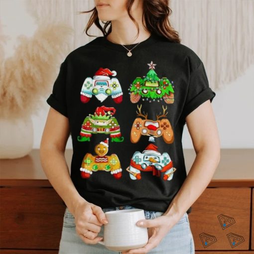 Christmas Santa Elf Gaming Controllers Snowman Boys Kids T Shirt