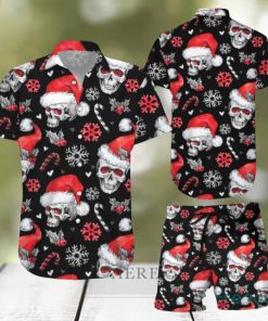 Christmas Skull Hawaiian Shirt & Short For Men And Women