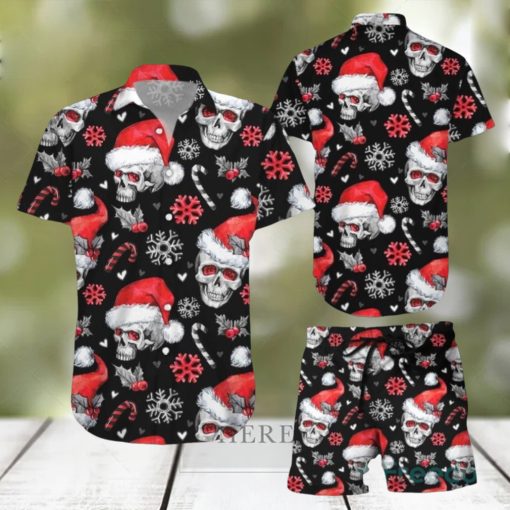 Christmas Skull Hawaiian Shirt & Short For Men And Women