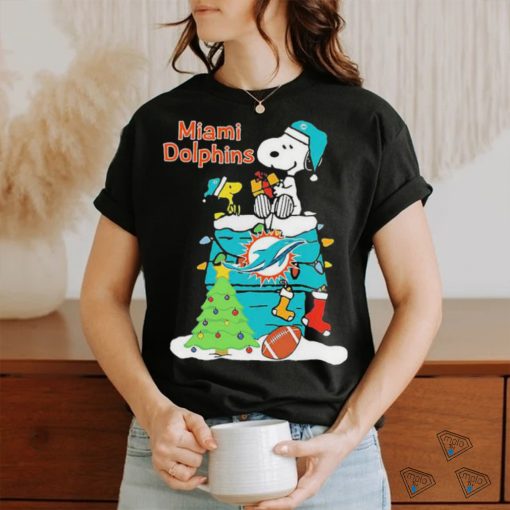 Christmas Snoopy miamI dolphins T shirt