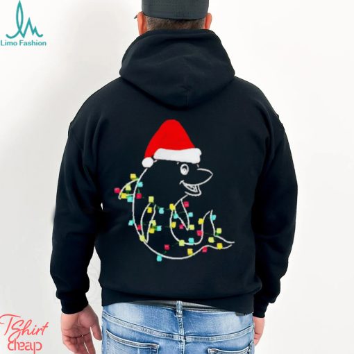 Christmas dolphin Santa hat xmas lights shirt