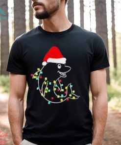 Christmas dolphin Santa hat xmas lights shirt