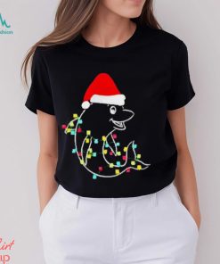 Christmas dolphin Santa hat xmas lights shirt