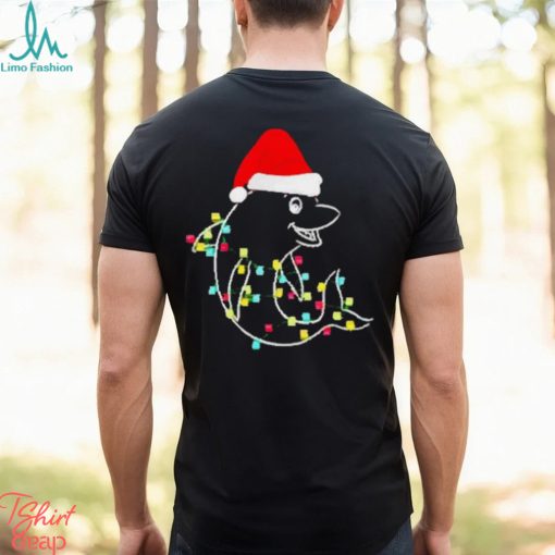 Christmas dolphin Santa hat xmas lights shirt