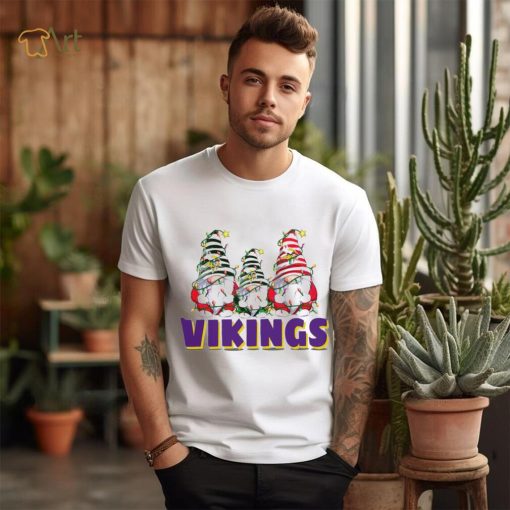 Christmas lights NFL Gnomes Minnesota Vikings football funny shirt