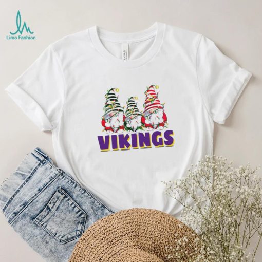Christmas lights NFL Gnomes Minnesota Vikings football funny shirt