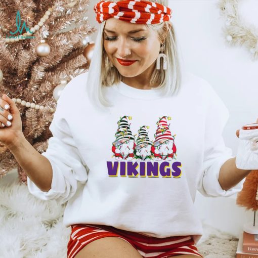 Christmas lights NFL Gnomes Minnesota Vikings football funny shirt