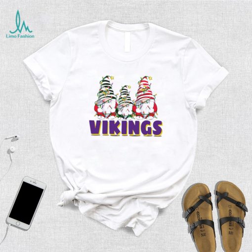 Christmas lights NFL Gnomes Minnesota Vikings football funny shirt