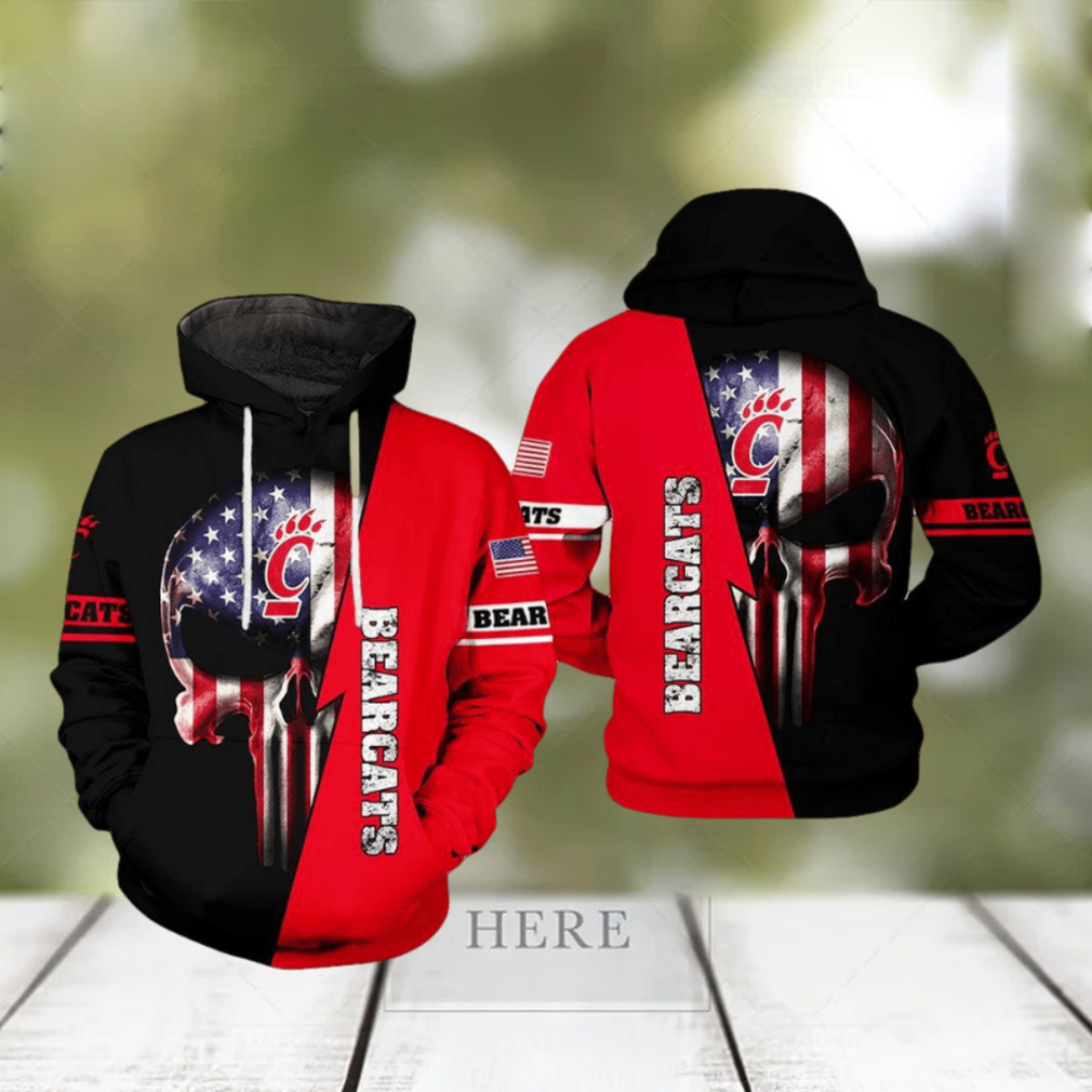 Cincinnati Bearcats NCAA US Flag Skull 3D Printed Hoodie Cincinnati Bearcats NCAA US Flag Skull 3D Printed Hoodie