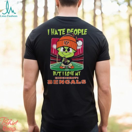 Cincinnati Bengals Christmas Merch Santa Grinch Chibi I Hate People But I Love My Cincinnati Bengals Christmas Shirt