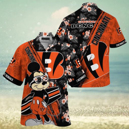 Cincinnati Bengals NFL Summer Hawaii Shirt Mickey And Floral Pattern For Sports Fans