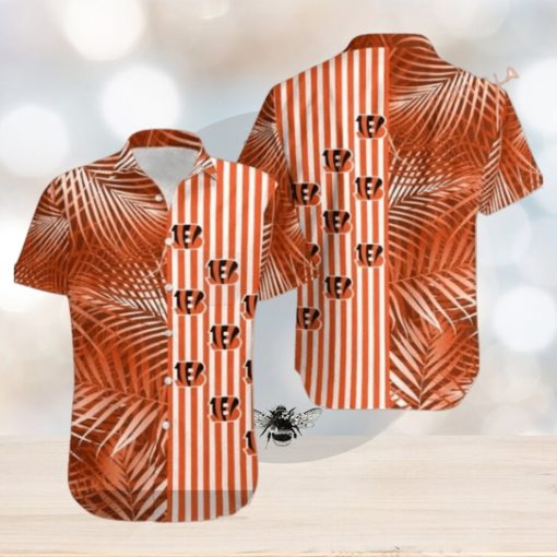 Cincinnati Bengals Palm Leaves And Stripes NFL Gift For Fan Hawaiian Shirt