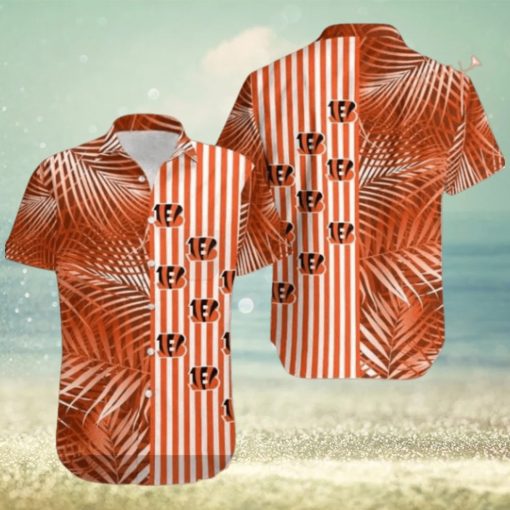 Cincinnati Bengals Palm Leaves And Stripes NFL Gift For Fan Hawaiian Shirt