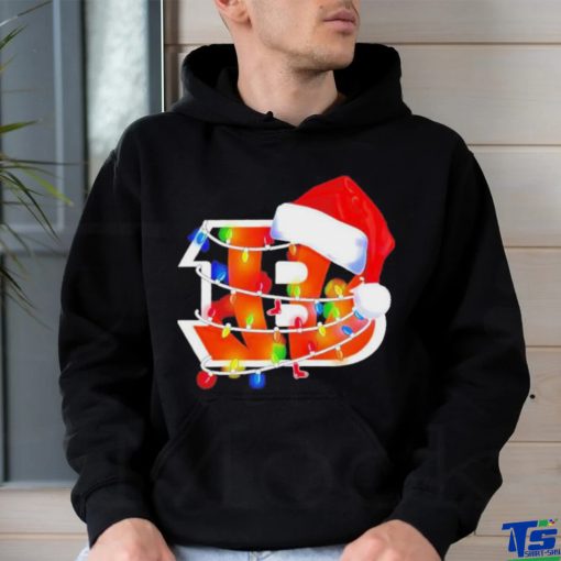 Cincinnati Bengals Santa Hat Christmas Lights T Shirt