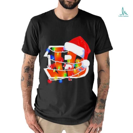 Cincinnati Bengals Santa Hat Christmas Lights T Shirt