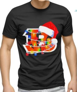 Cincinnati Bengals Santa Hat Christmas Lights T Shirt
