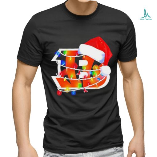Cincinnati Bengals Santa Hat Christmas Lights T Shirt