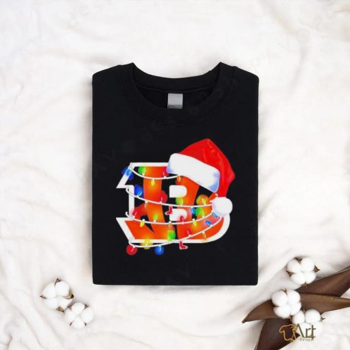 Cincinnati Bengals Santa Hat Christmas Lights T Shirt