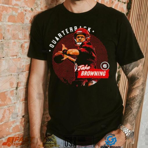 Cincinnati Bengals football Jake Browning 6 player quarterback action pose dots shirt