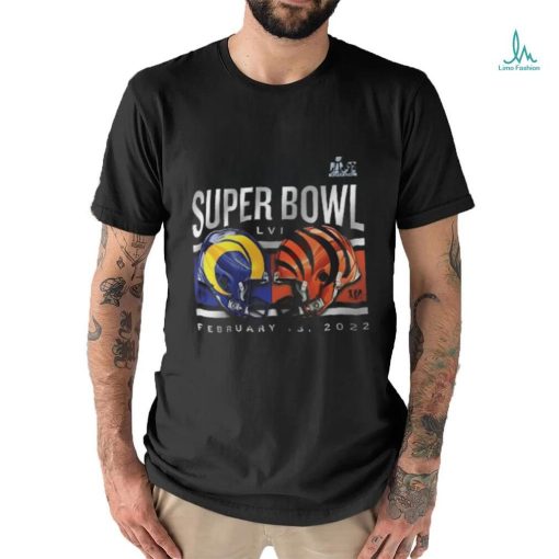 Cincinnati Bengals vs. Los Angeles Rams Fanatics Branded Super Bowl LVI Matchup Dueling Helmets T Shirt