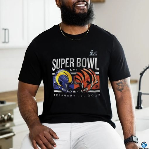 Cincinnati Bengals vs. Los Angeles Rams Fanatics Branded Super Bowl LVI Matchup Dueling Helmets T Shirt
