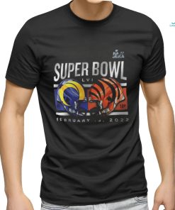 Cincinnati Bengals vs. Los Angeles Rams Fanatics Branded Super Bowl LVI Matchup Dueling Helmets T Shirt