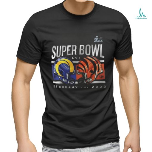 Cincinnati Bengals vs. Los Angeles Rams Fanatics Branded Super Bowl LVI Matchup Dueling Helmets T Shirt