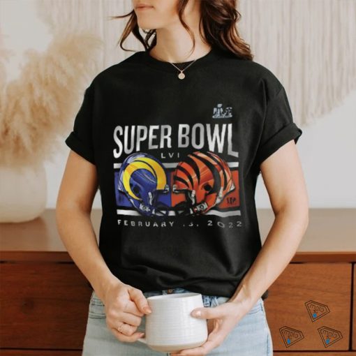 Cincinnati Bengals vs. Los Angeles Rams Fanatics Branded Super Bowl LVI Matchup Dueling Helmets T Shirt