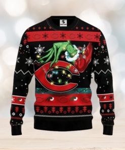 Cincinnati Reds Funny Grinch Christmas Ugly Sweater