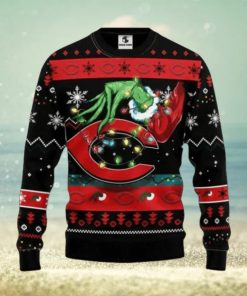 Cincinnati Reds Funny Grinch Christmas Ugly Sweater