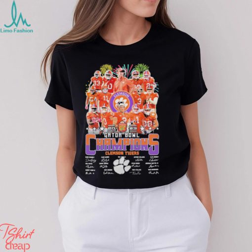 Clemson Tigers 2023 Gator Bowl Champions Signatures Shirt