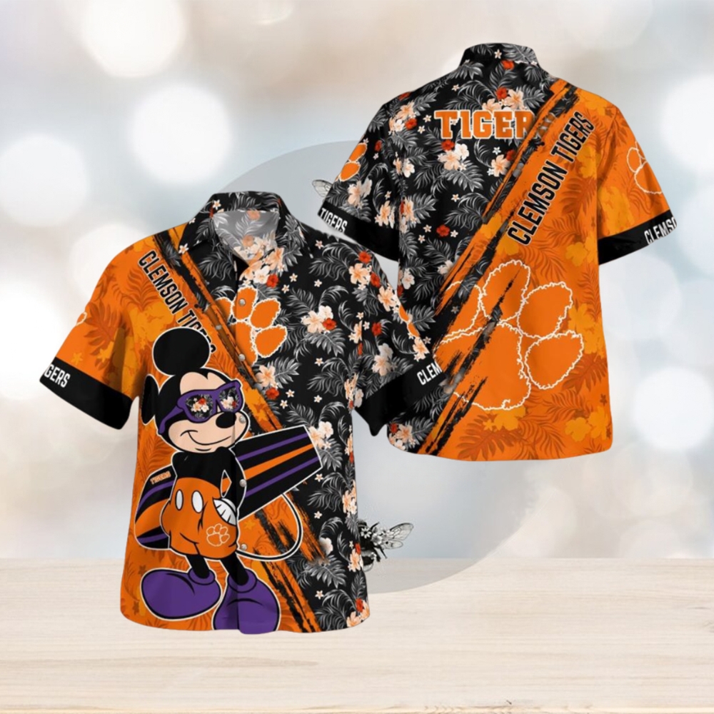 Clemson Tigers Mickey Mouse Floral Short Sleeve Hawaii Shirt Clemson Tigers Mickey Mouse Floral Short Sleeve Hawaii Shirt