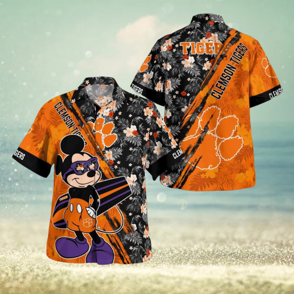 Clemson Tigers Mickey Mouse Floral Short Sleeve Hawaii Shirt Clemson Tigers Mickey Mouse Floral Short Sleeve Hawaii Shirt