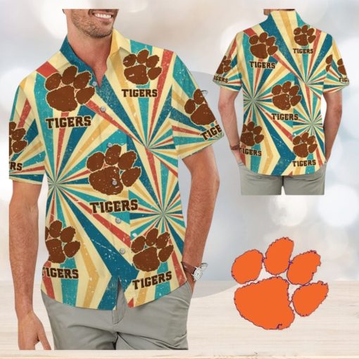 Clemson Tigers Retro Vintage Style Tropical Hawaiian Shirt for Men Women