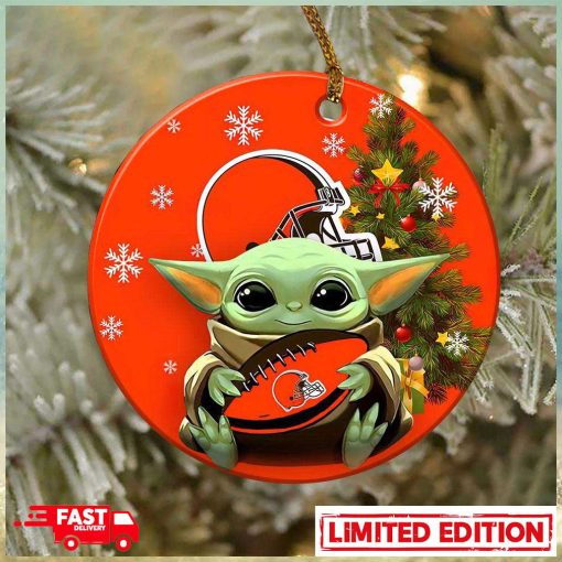 Cleveland Browns Baby Yoda NFL 2023 Christmas Tree Decorations Ornament