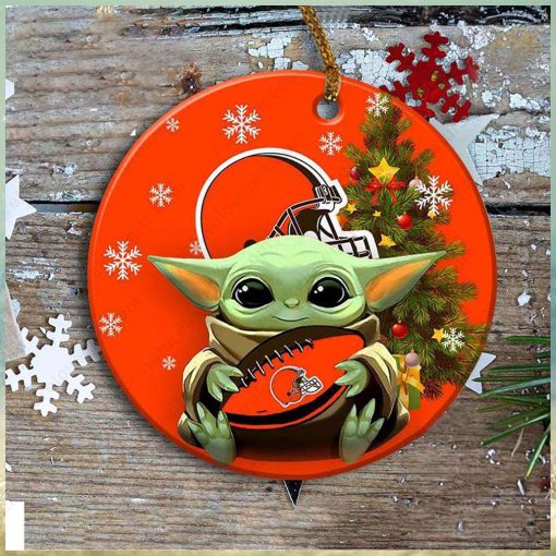 Cleveland Browns Baby Yoda Ornament Christmas Tree Decorations NFL Gifts