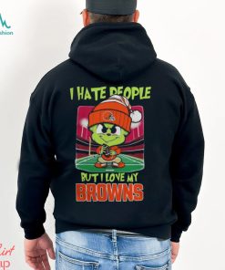Cleveland Browns Christmas Merch Santa Grinch Chibi I Hate People But I Love My Cleveland Browns Christmas Shirt