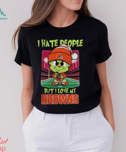 Cleveland Browns Christmas Merch Santa Grinch Chibi I Hate People But I Love My Cleveland Browns Christmas Shirt