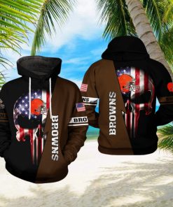 Cleveland Browns NFL US Flag Skull Team 3D Printed Hoodie