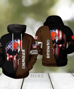 Cleveland Browns NFL US Flag Skull Team 3D Printed Hoodie