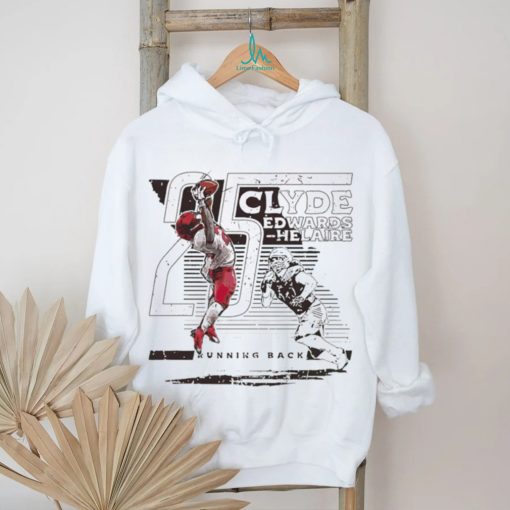 Clyde Edwards Helaire 25 Kansas City Chiefs TD Catch Running back football player silhouette pose shirt