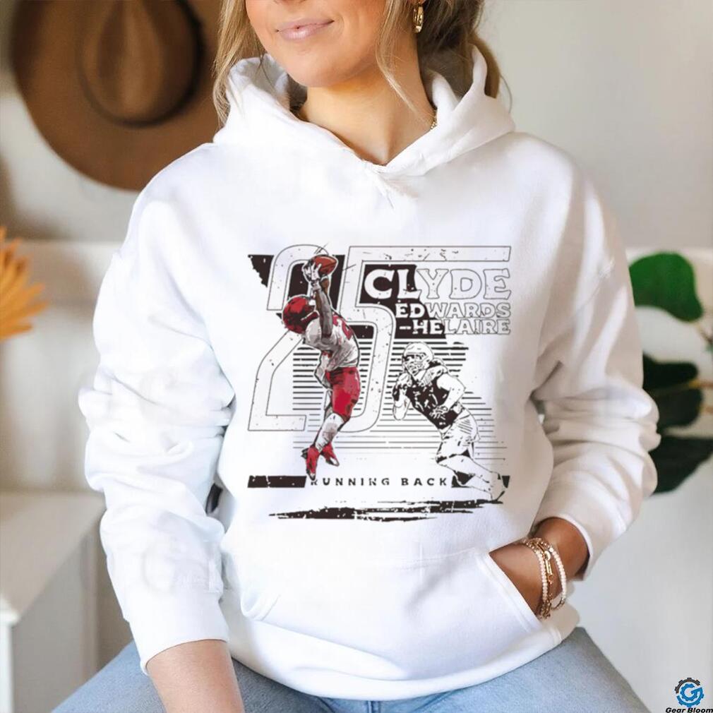 Clyde Edwards Helaire 25 Kansas City Chiefs TD Catch Running back football player silhouette pose shirt Clyde Edwards Helaire 25 Kansas City Chiefs TD Catch Running back football player silhouette pose shirt