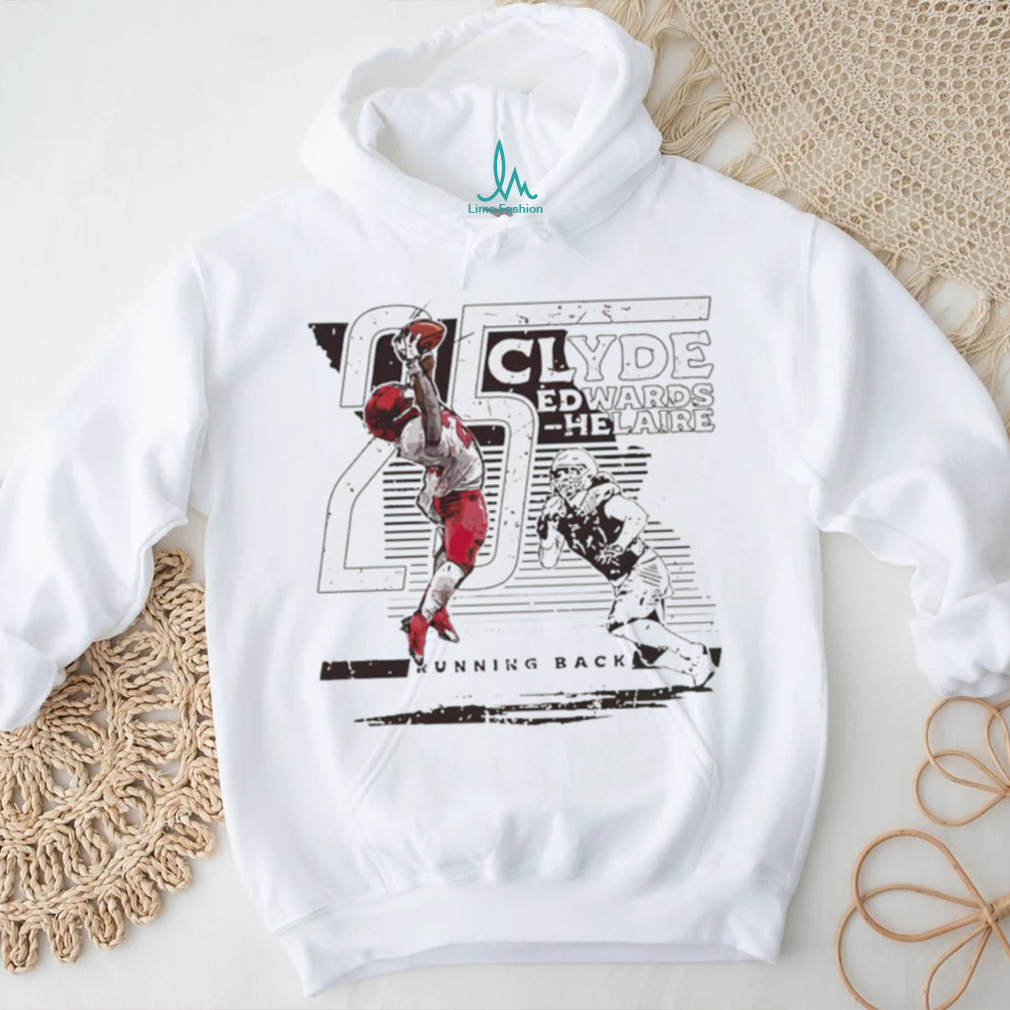 Clyde Edwards Helaire 25 Kansas City Chiefs TD Catch Running back football player silhouette pose shirt Clyde Edwards Helaire 25 Kansas City Chiefs TD Catch Running back football player silhouette pose shirt