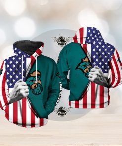 Coastal Carolina Chanticleers NCAA US FLag 3D Printed Hoodie