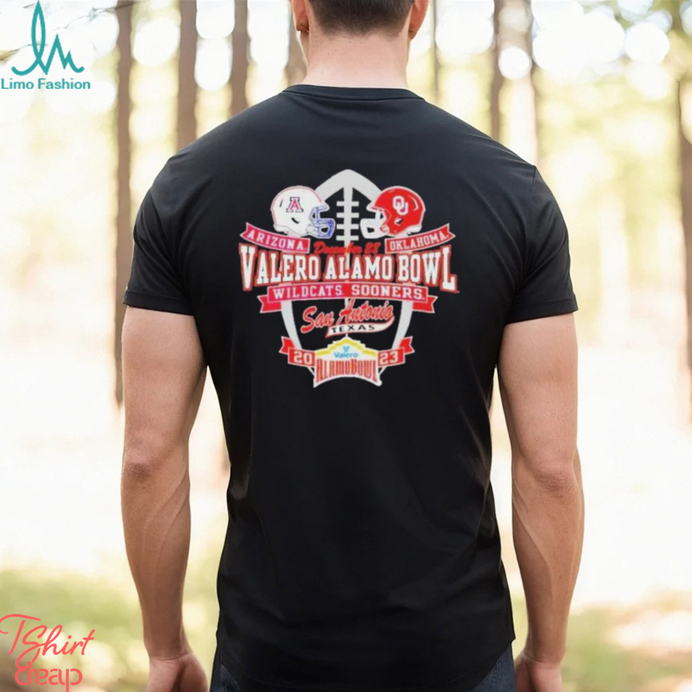 College Football Bowl Games Arizona Wildcats vs Oklahoma Sooners 2023 Valero Alamo Bowl Matchup Helmet Shirt College Football Bowl Games Arizona Wildcats vs Oklahoma Sooners 2023 Valero Alamo Bowl Matchup Helmet Shirt