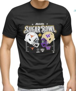 College Football Playoff Semifinal 2024 Allstate Sugar Bowl Helmet Matchup Head To Head Washington Huskies And Texas Longhorns T Shirt