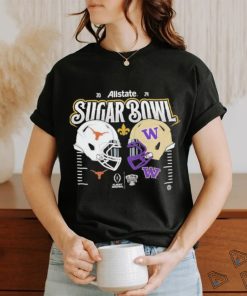 College Football Playoff Semifinal 2024 Allstate Sugar Bowl Helmet Matchup Head To Head Washington Huskies And Texas Longhorns T Shirt