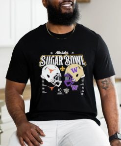 College Football Playoff Semifinal 2024 Allstate Sugar Bowl Helmet Matchup Head To Head Washington Huskies And Texas Longhorns T Shirt