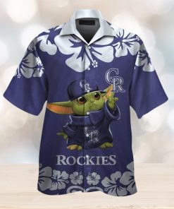 Colorado Rockies Baby Yoda Short Sleeve Button Up Tropical Hawaiian Shirt